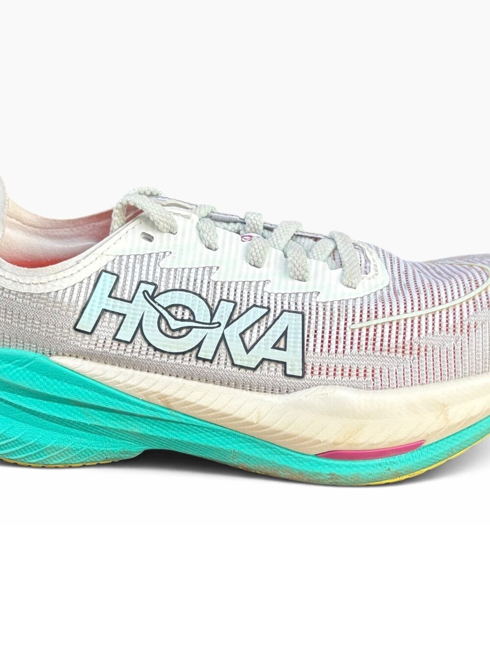 Hoka One One Mach X 2 Running Shoes Size Women's 6B White Neon Blue Gym [COPY]